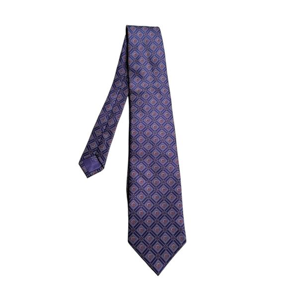 BRIONI Purple Pink Patterned Floral Silk Pointed Tie Career Business Office - Picture 8 of 8